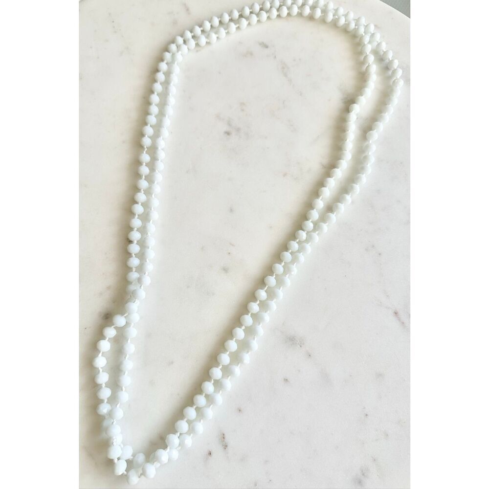 White sparkly beaded layered necklace